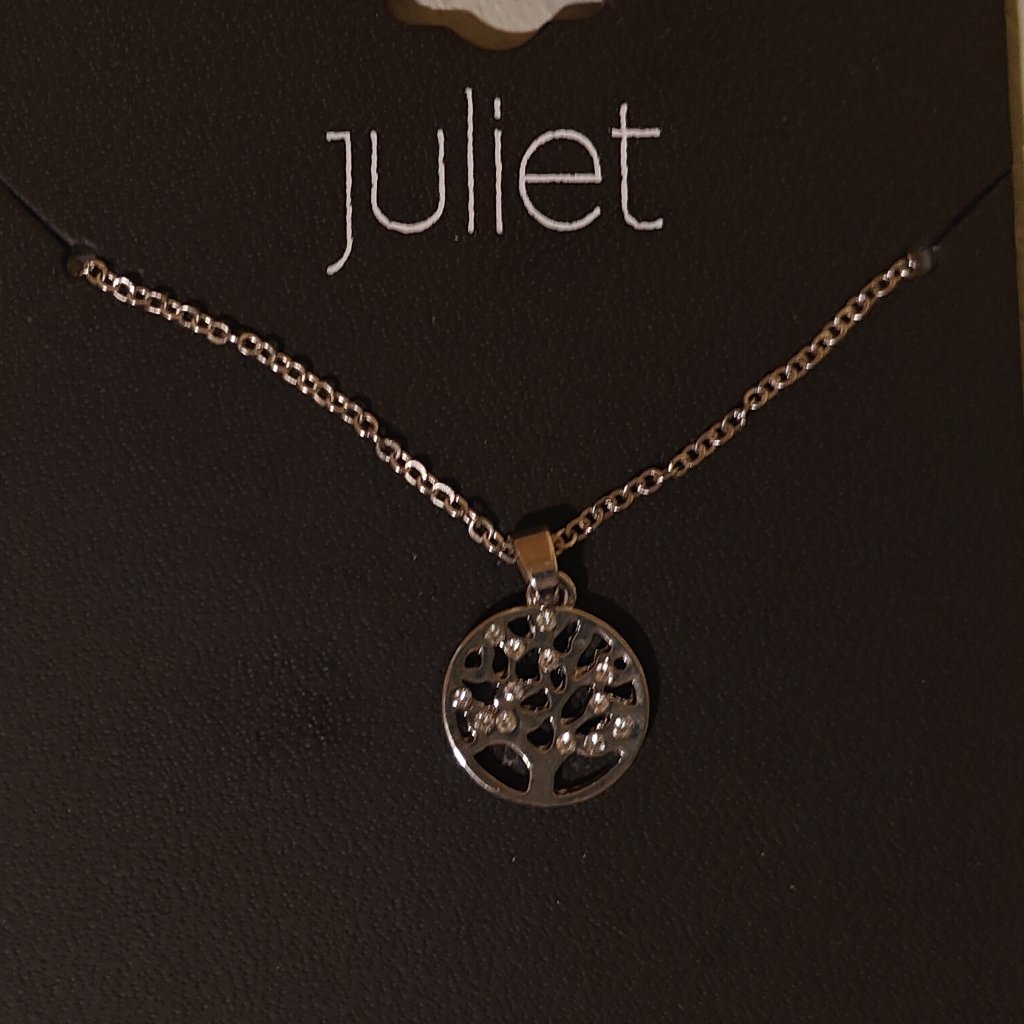 Juliet Hypoallergenic Family Tree Necklace. Silver Plated. Brand New.